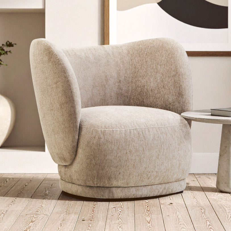 Deep Stone Chenille Curved Chair | Delray