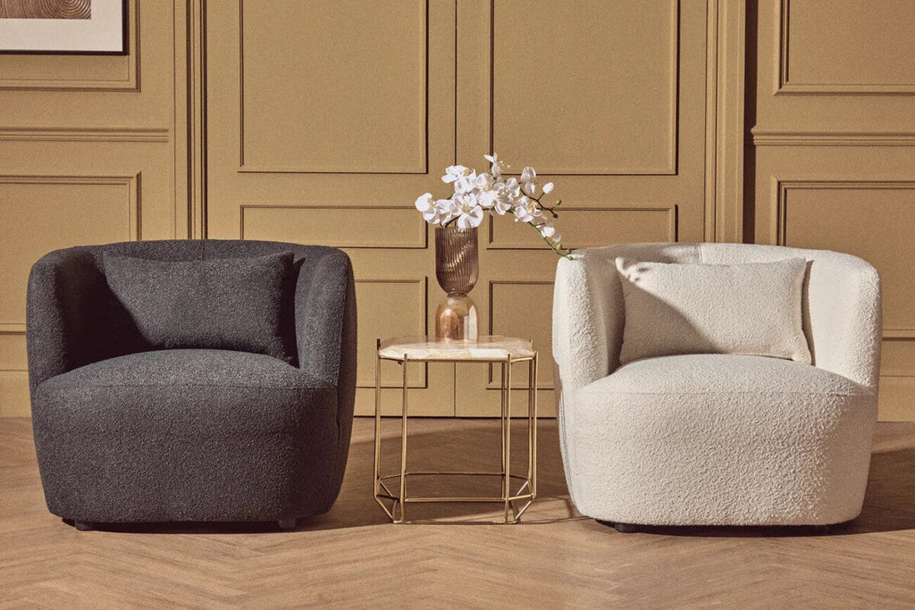 Textured Cream Curved Chair | Bruge