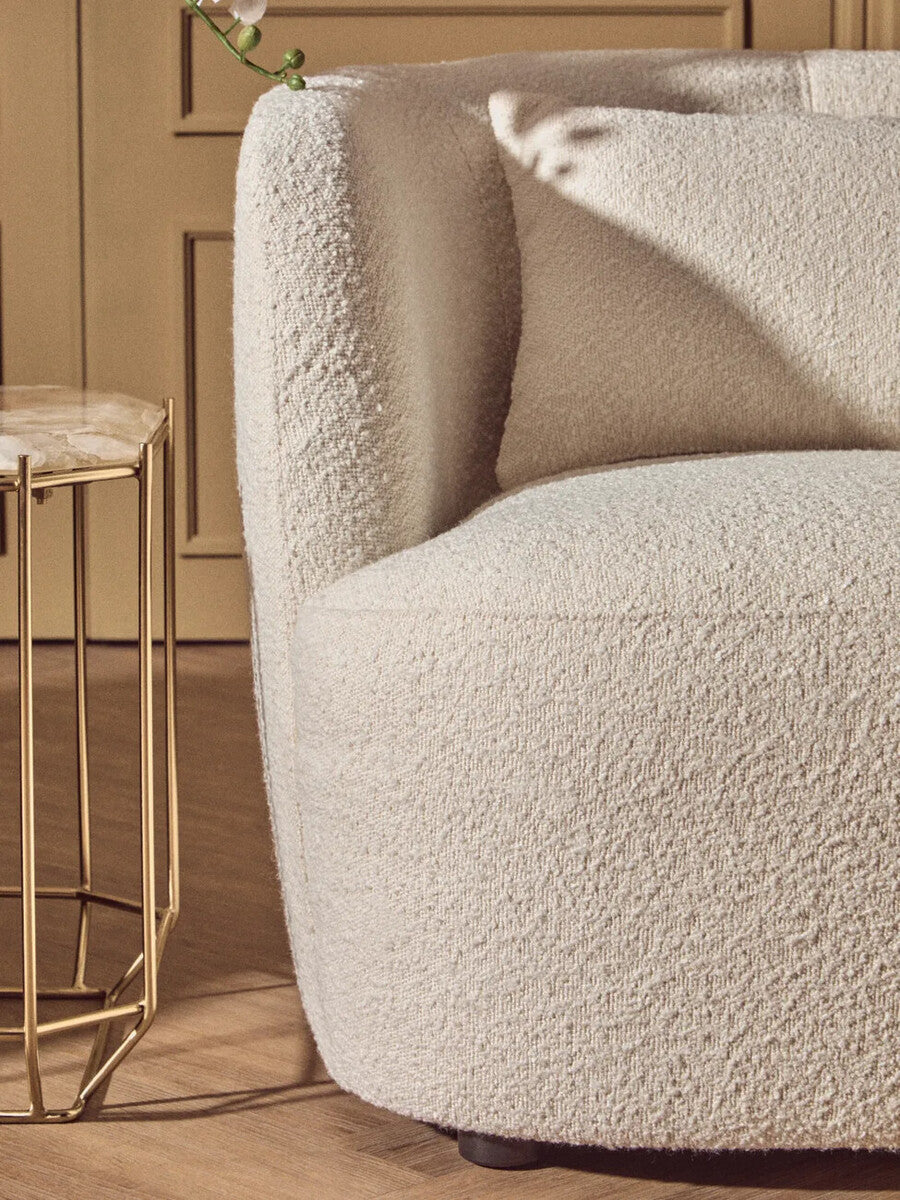 Textured Cream Curved Chair | Bruge