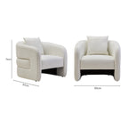 Cream Linen Effect Curved Chair | Bilani
