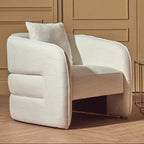 Cream Linen Effect Curved Chair | Bilani