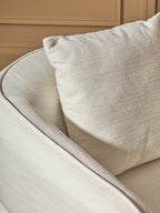 Cream Linen Effect Curved Chair | Bilani