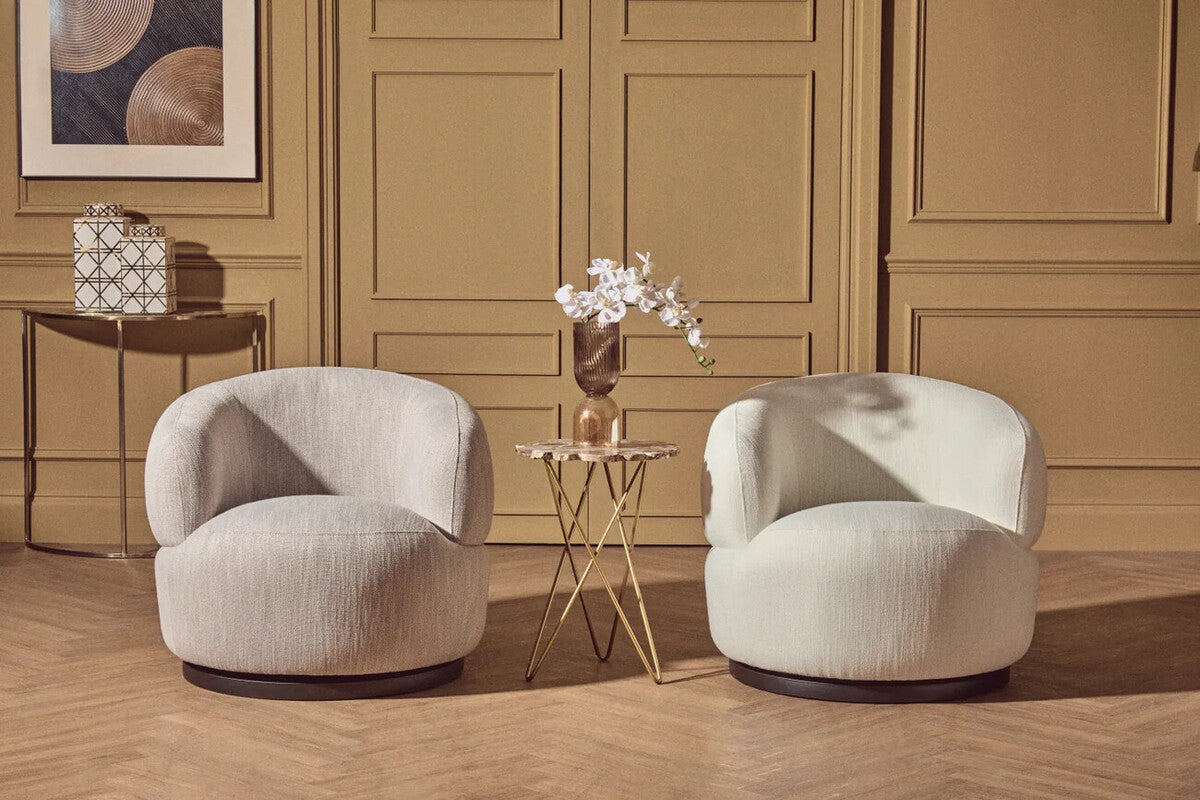 Bordo Textured Grey Curved Swivel Chair