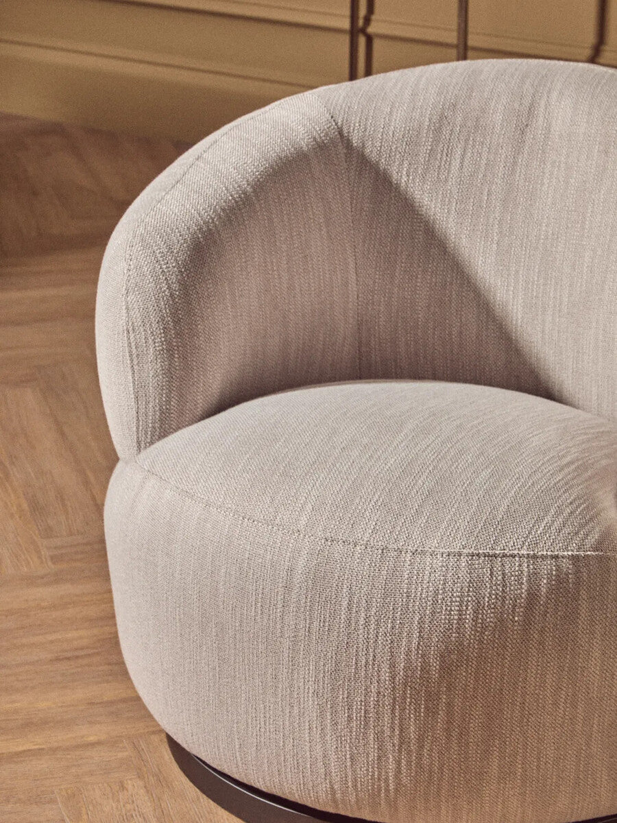 Bordo Textured Grey Curved Swivel Chair