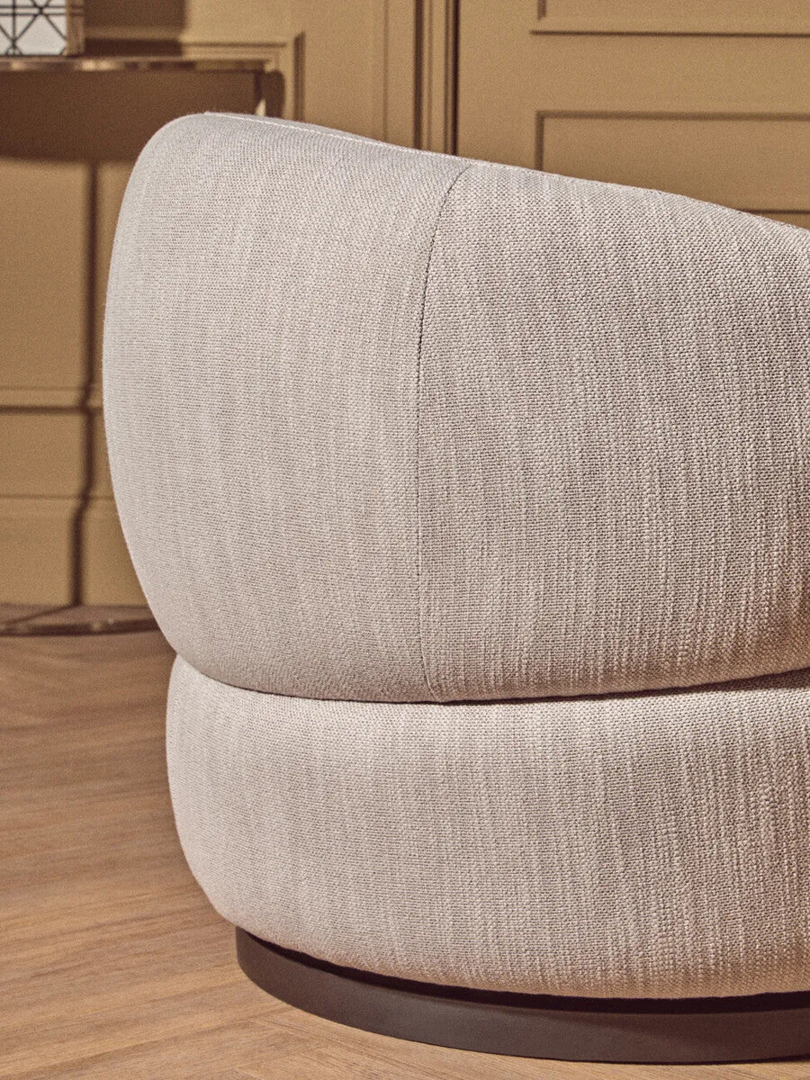 Bordo Textured Grey Curved Swivel Chair