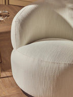 Textured Cream Curved Swivel Chair | Bordo