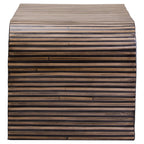 Natural Finish Curved Coffee Table with Striped Bamboo Inlay | Bambusa