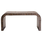 Natural Finish Curved Coffee Table with Striped Bamboo Inlay | Bambusa