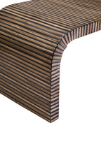 Natural Finish Curved Coffee Table with Striped Bamboo Inlay | Bambusa