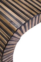 Natural Finish Curved Coffee Table with Striped Bamboo Inlay | Bambusa