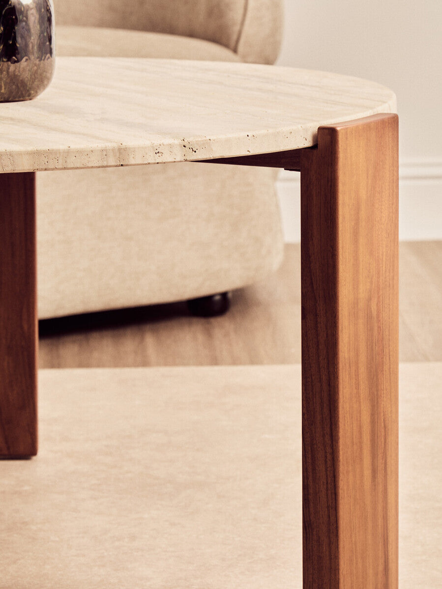 Palermo Round Travertine Top Large Coffee Table