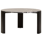 Black Round Marble Top Large Coffee Table with Black Acacia Legs | Palermo