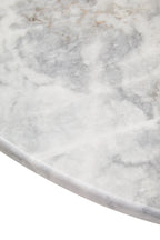 White Round Marble Top Large Coffee Table with Black Acacia Legs | Palermo
