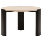 Cream Round Marble Top Large Coffee Table with Small Acacia Legs, Palermo