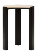 Cream Marble Top Round Side Table with Black Acacia Wood Legs | Palermo