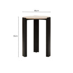 Cream Marble Top Round Side Table with Black Acacia Wood Legs | Palermo
