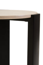 Cream Marble Top Round Side Table with Black Acacia Wood Legs | Palermo