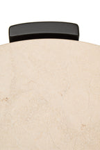 Cream Marble Top Round Side Table with Black Acacia Wood Legs | Palermo