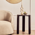 Black Marble Top Round Side Table with Black Acacia Wood Legs | Palermo