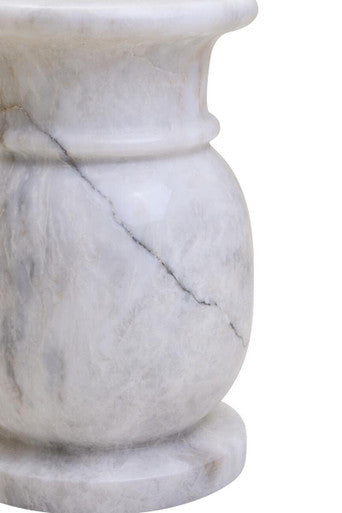 White Marble Multi Use Stool and Side Table with Refined Smooth Surface | Zoro