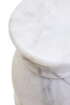 White Marble Multi Use Stool and Side Table with Refined Smooth Surface | Zoro
