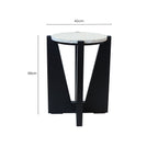 Cream Travertine Top Side Table with Black Acacia Wood Geometric Frame, Walton