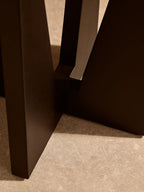Cream Travertine Top Side Table with Black Acacia Wood Geometric Frame, Walton