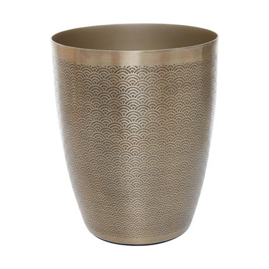Gold Finish Waste Bin With Etching | Allegra