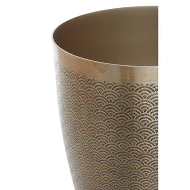 Gold Finish Waste Bin With Etching | Allegra
