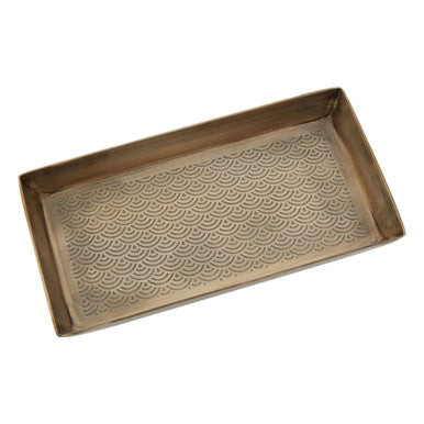 Gold Finish Etched Detail Aluminium Tray | Allegra