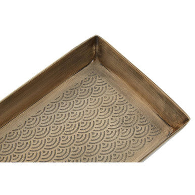 Gold Finish Etched Detail Aluminium Tray | Allegra