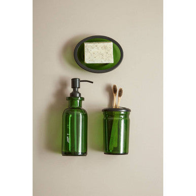Kiara Green Glass Toothbrush Holder | Allegra