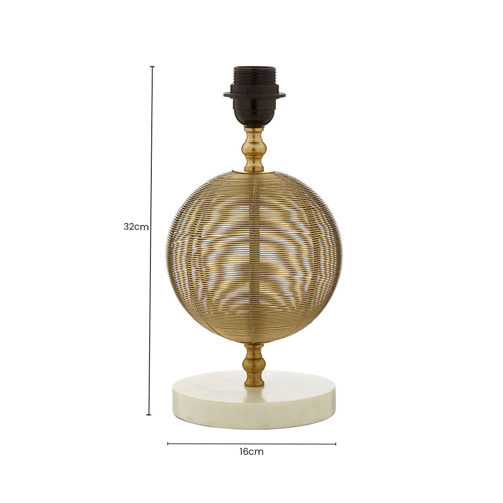 Round Marble Gold Finish Table Lamp Base | Melora