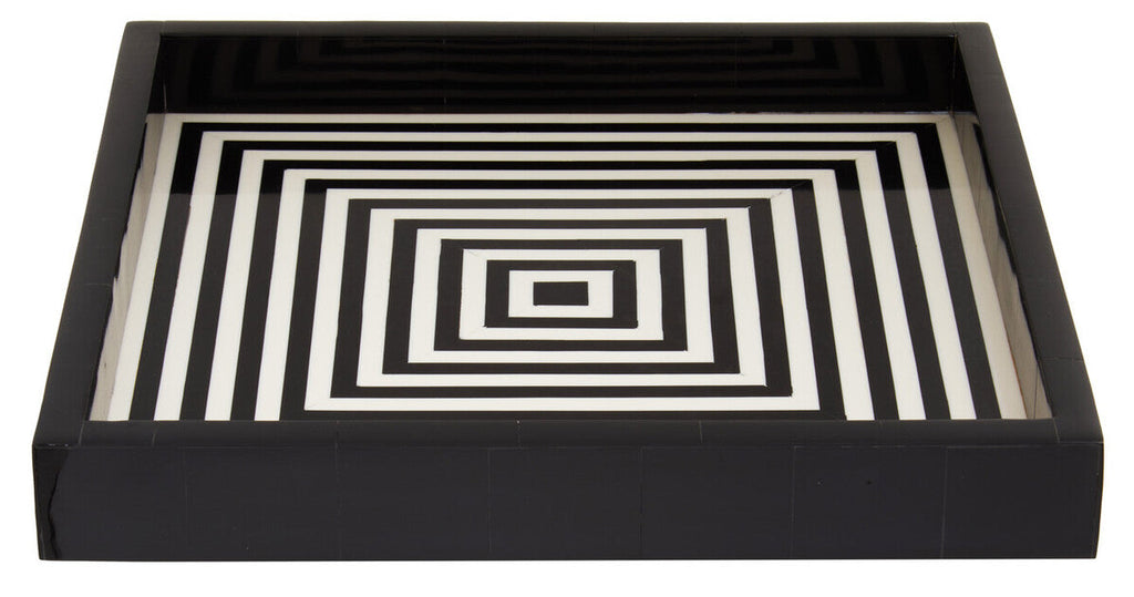 Black and White Finish Square Tray | Donato