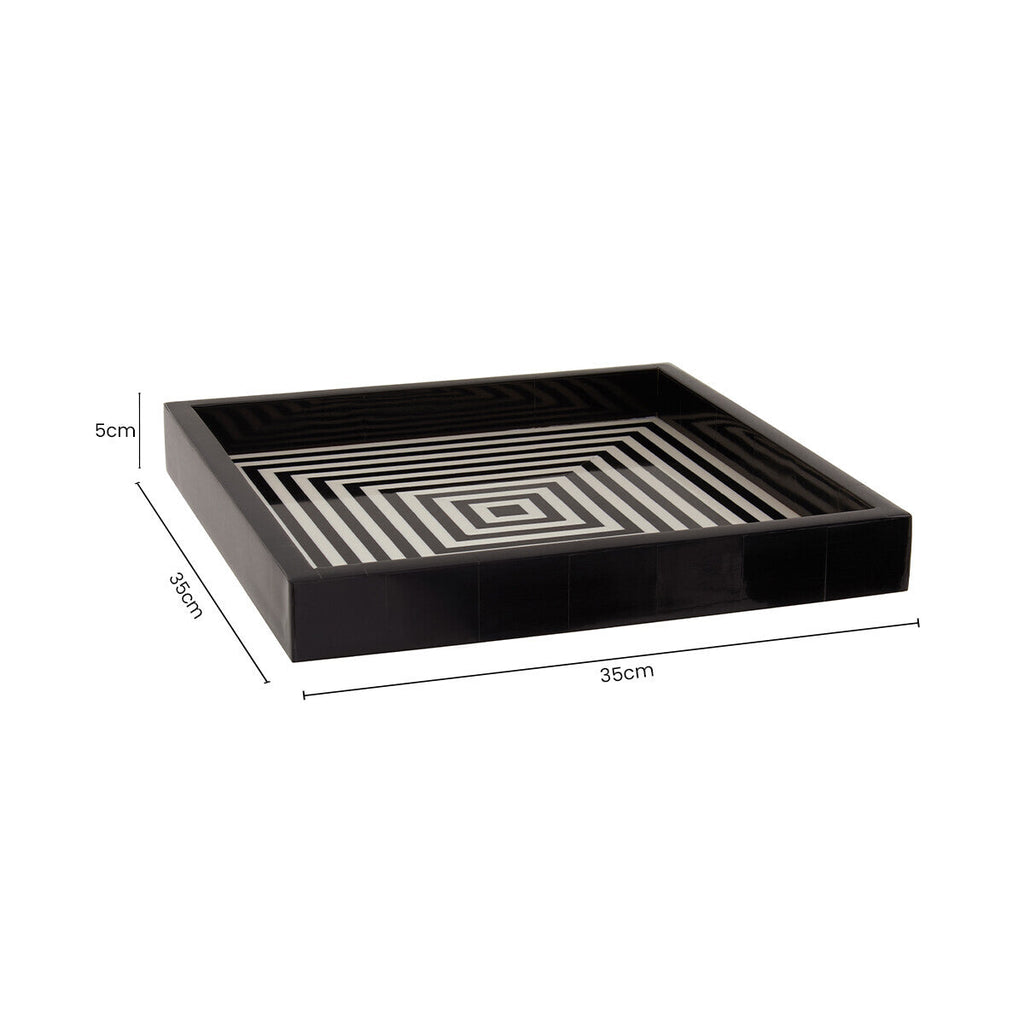 Black and White Finish Square Tray | Donato