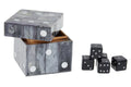 Grey Bone Dice Box with 5 Black Dice | Churchill Games