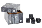 Grey Bone Dice Box with 5 Black Dice | Churchill Games