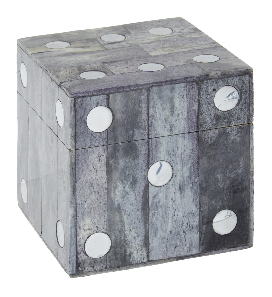 Grey Bone Dice Box with 5 Black Dice | Churchill Games