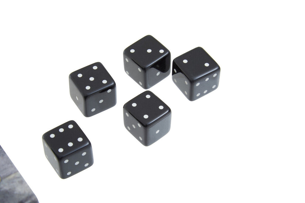 Grey Bone Dice Box with 5 Black Dice | Churchill Games