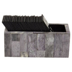 Grey Bone Domino Set with Black Dominoes | Churchill Games