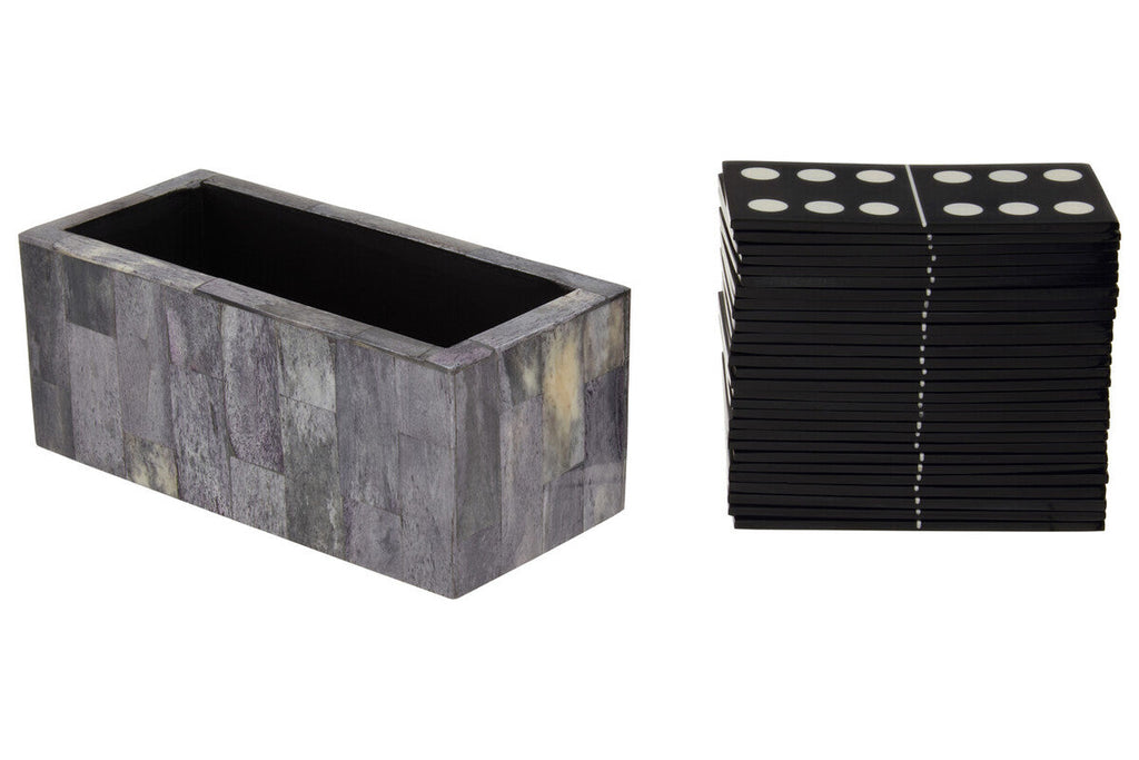 Grey Bone Domino Set with Black Dominoes | Churchill Games