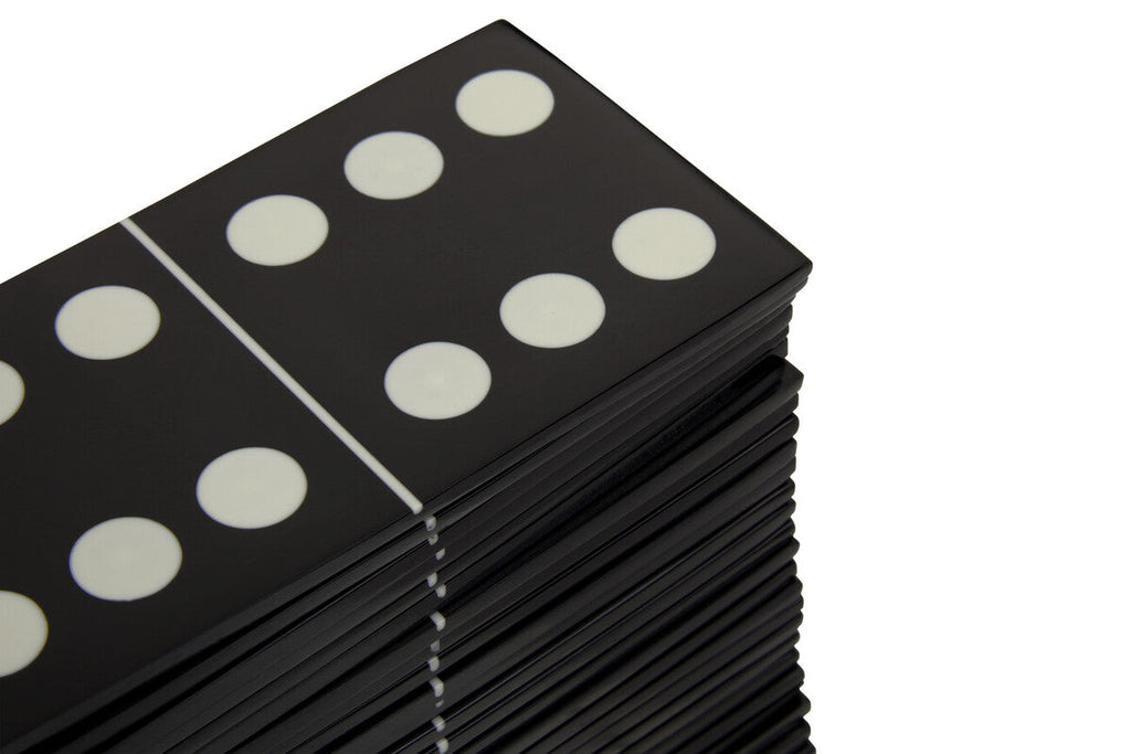 Grey Bone Domino Set with Black Dominoes | Churchill Games