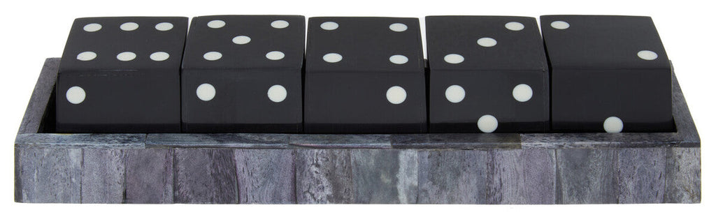 Grey Bone Dice Set with Black Dice | Churchill Games