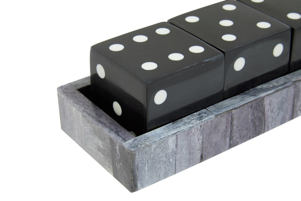 Grey Bone Dice Set with Black Dice | Churchill Games