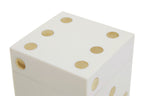 White and Gold Dice Box with Five White Dice | Churchill Games