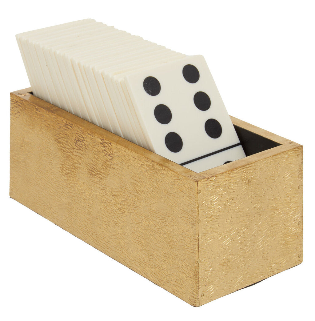 White and Gold Domino Set with White Dominoes | Churchill Games