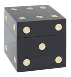 Black and Gold Dice Box with 5 Black Dice | Churchill Games