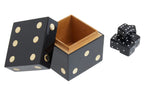 Black and Gold Dice Box with 5 Black Dice | Churchill Games