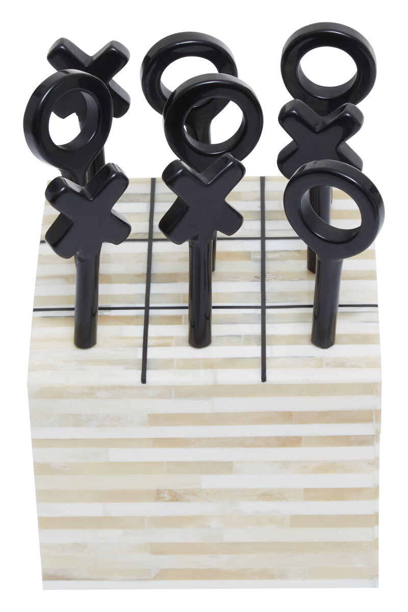 Cream and Black Bone Noughts & Crosses | Churchill Games