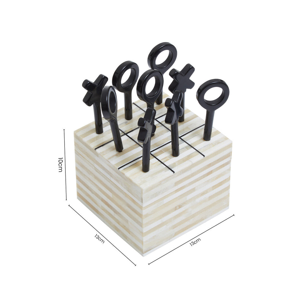 Cream and Black Bone Noughts & Crosses | Churchill Games